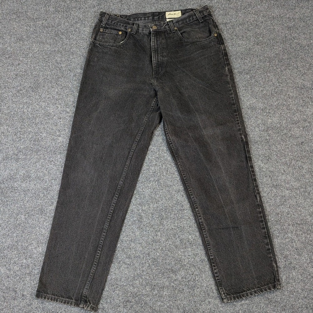 Eddie Bauer Mens 36x32 Faded Black Denim Jeans Made in USA 100% Cotton Vintage